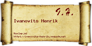 Ivanovits Henrik névjegykártya