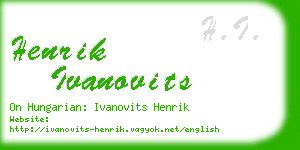 henrik ivanovits business card